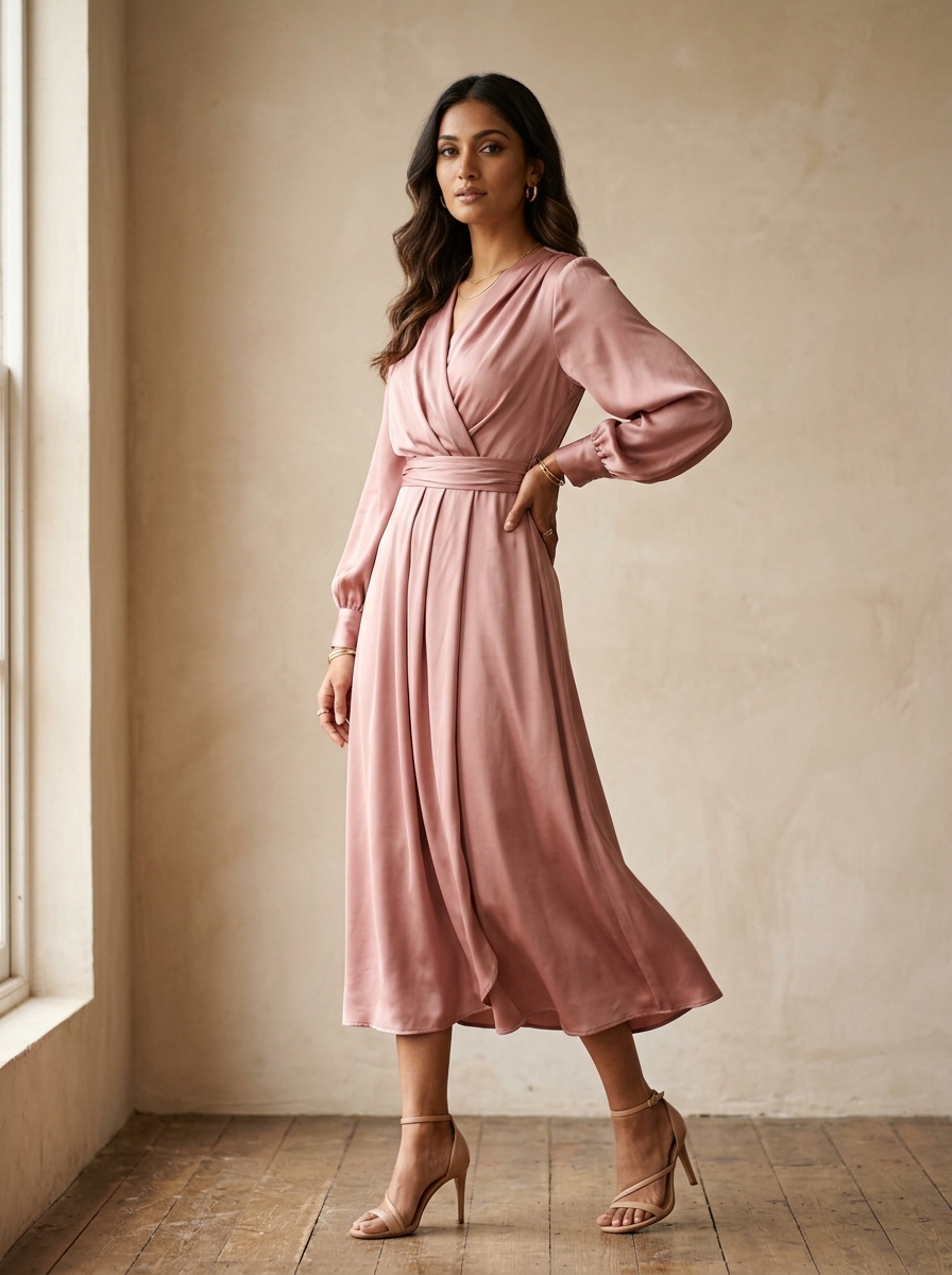 Satin midi dress — @aavyaboutique.in